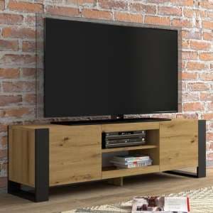 Macon Wooden TV Stand With 2 Doors Small In Artisan Oak - UK
