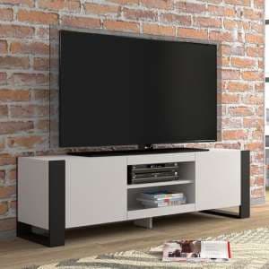 Macon Wooden TV Stand With 2 Doors Small In White - UK