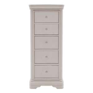 Macon Wooden Chest Of 5 Drawers In Taupe - UK