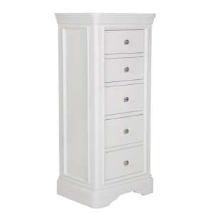 Macon Wooden Chest Of 5 Drawers In White - UK