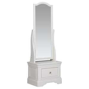 Macon Wooden Cheval Mirror With 1 Drawers In White - UK