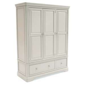 Macon Wooden Wardrobe With 3 Doors 2 Drawers In Taupe - UK
