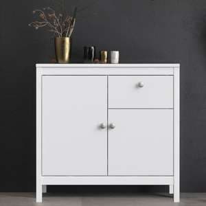 Macron Wooden Sideboard In White With 2 Doors And 1 Drawer - UK