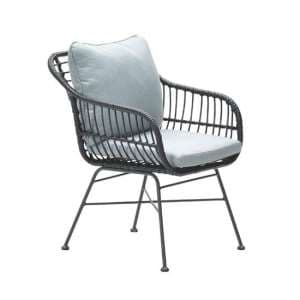 Macy Aluminum Frame Fabric Dining Chair In Mint Grey - UK