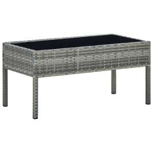 Macy Rattan Garden Coffee Table Large In Grey With Glass Top