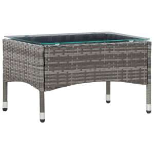 Macy Rattan Garden Coffee Table Small In Grey With Glass Top