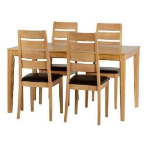 Legere Wooden Dining Table In Oak Effect With 4 Chairs