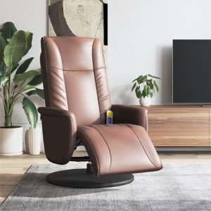 Madera Faux Leather Recliner Chair With Footrest In Brown - UK