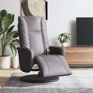 Madera Faux Leather Recliner Chair With Footrest In Grey - UK