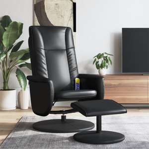 Madera Faux Leather Recliner Chair With Footstool In Black - UK