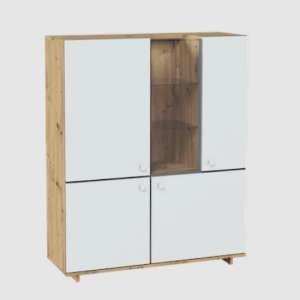 Madera Wooden Display Cabinet 4 Doors In Artisan Oak With LED
