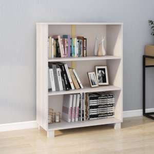 Madesh Wooden Bookcase With 3 Shelves In White - UK
