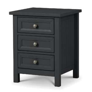 Madge Wooden Bedside Cabinet With 3 Drawers In Anthracite - UK