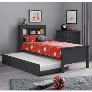 Madge Wooden Bookcase Single Bed With Underbed In Anthracite