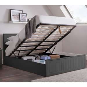Madge Wooden Ottoman King Size Bed In Anthracite - UK