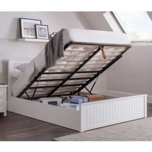 Madge Wooden Ottoman King Size Bed In Surf White - UK