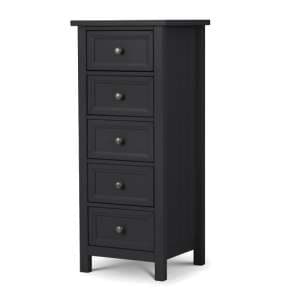 Madge Tall Wooden Chest Of 5 Drawers In Anthracite - UK