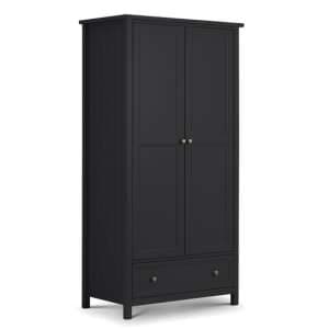 Madge Wooden Wardrobe With 2 Doors And 1 Drawer In Anthracite - UK