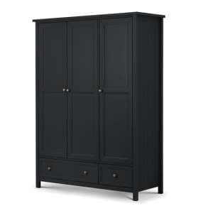 Madge Wooden Wardrobe With 3 Doors And 2 Drawers In Anthracite - UK