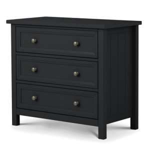 Madge Wide Wooden Chest Of 3 Drawers In Anthracite - UK