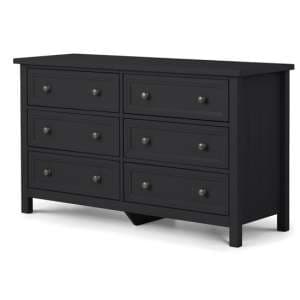 Madge Wide Wooden Chest Of 6 Drawers In Anthracite - UK
