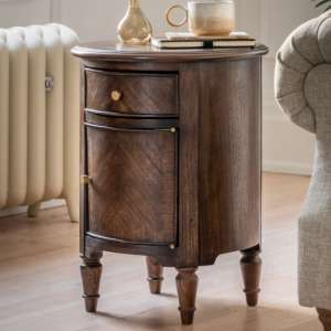 Madisen Wooden Side Table With 1 Door And 1 Drawer In Coffee - UK