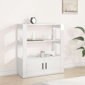 Madison High Gloss Shelving Unit With 2 Doors In White
