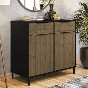 Madric Wooden Sideboard With 2 Doors In Black And Acacia Effect - UK
