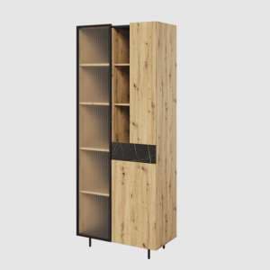 Madrid Wooden Display Cabinet 3 Doors In Artisan Oak With LED - UK