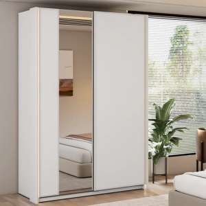 Madrid Wardrobe 120cm With 2 Sliding Doors In White And LED - UK