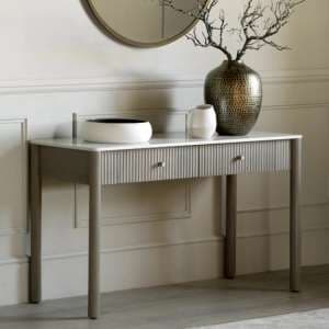Madrid White Marble Top Console Table 2 Drawers In Grey Wash - UK