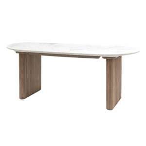 Madrid White Marble Top Dining Table In Grey Wash - UK
