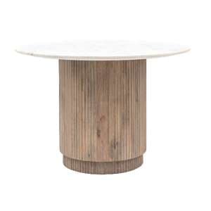 Madrid White Marble Top Dining Table Round In Grey Wash - UK