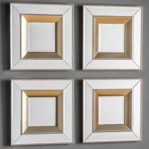 Madrina Square Set Of 4 Wall Mirrors In Gold Frame - UK