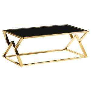 Magni Black Glass Coffee Table With Gold Metal Frame - UK