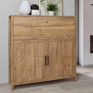 Mahon Wooden Bar Table With Storage In Waterford Oak - UK