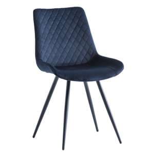 Maija Velvet Dining Chair In Deep Blue With Black Legs
