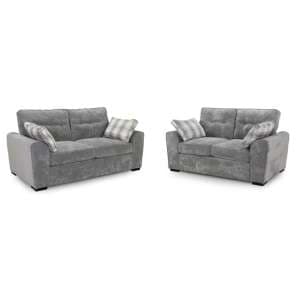 Maik Plush Velvet 3+2 Seater Sofa Set In Grey - UK