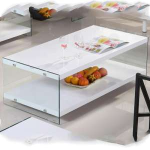 Maik White High Gloss Coffee Table With Glass Frame - UK