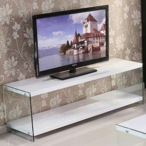 Maik White High Gloss TV Stand With Glass Frame - UK