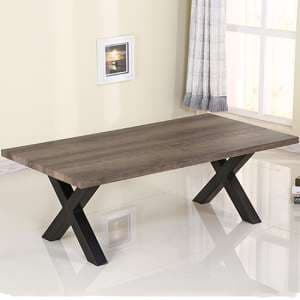 Maike Wooden Coffee Table With Black Metal Legs In Natural - UK