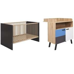 Maili Baby Room Furniture Set 2 In Beech And Multicolour - UK