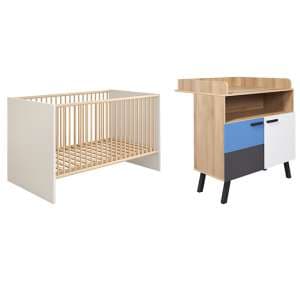 Maili Baby Room Furniture Set 3 In Beech And Multicolour - UK