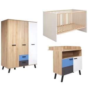 Maili Baby Room Furniture Set 5 In Beech And Multicolour - UK