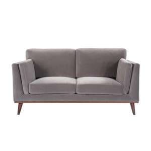 Maili Velvet 2 Seater Sofa In Stone Grey