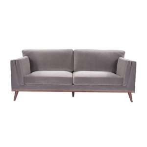 Maili Velvet 3 Seater Sofa In Stone Grey - UK