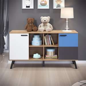 Maili Wooden Sideboard 2 Doors In Beech And Multicolour