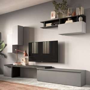 Maina Wooden Entertainment Unit In Ardesia And Gesso And Piombo - UK