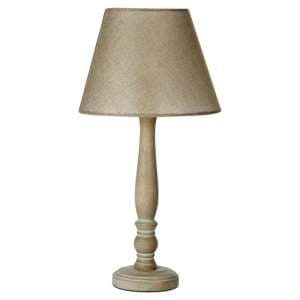 Mainot Beige Fabric Shade Table Lamp With Natural Wooden Base