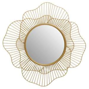 Mainz Flower Design Wall Mirror With Gold Metal Frame - UK